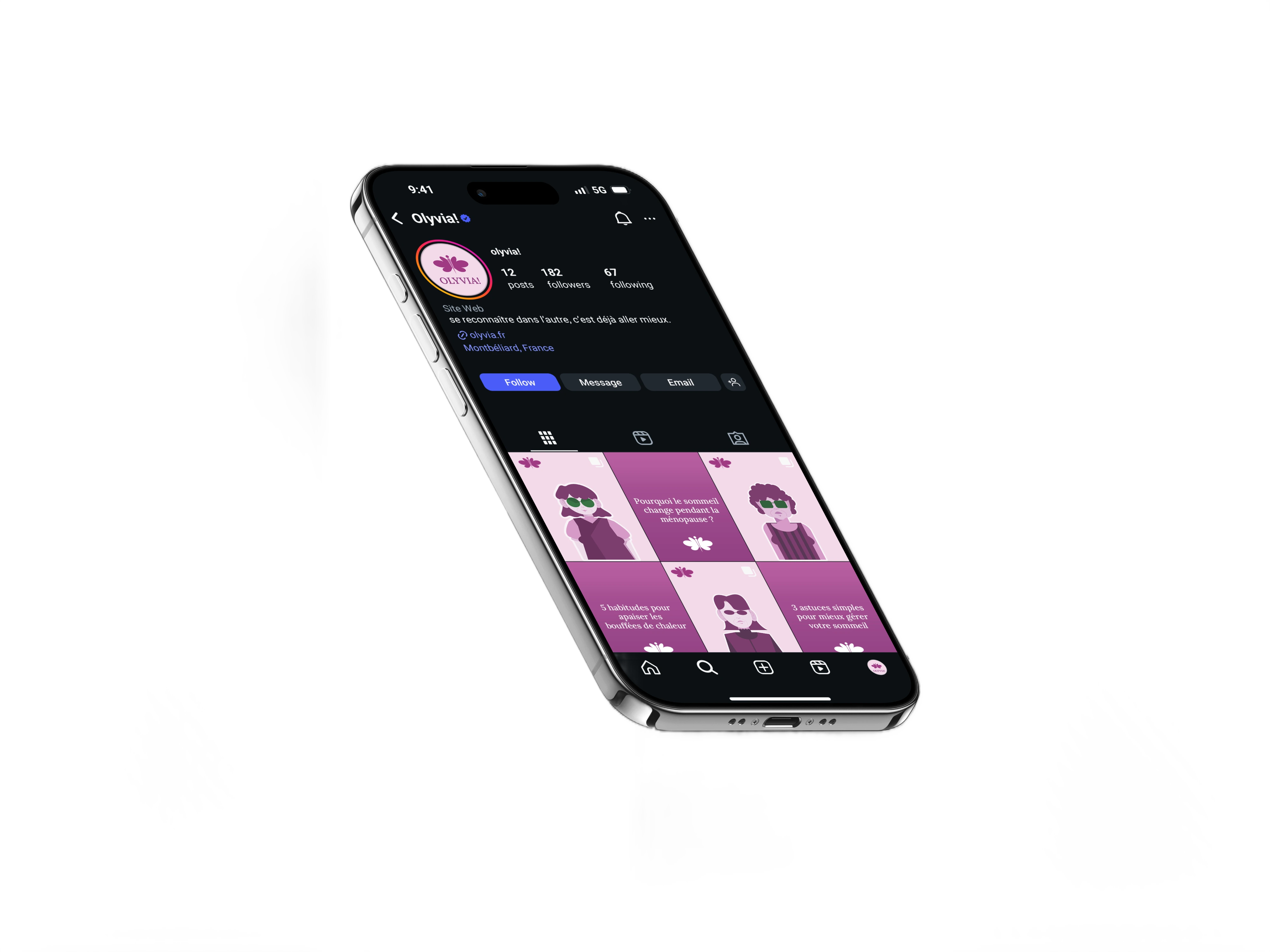 Mockup Instagram Olyvia sur smartphone